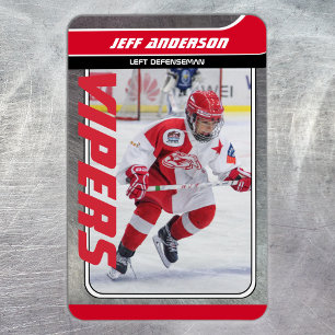 Magnet Flexible Red Metal Ice Hockey Trading Card Magnetic Dry Era