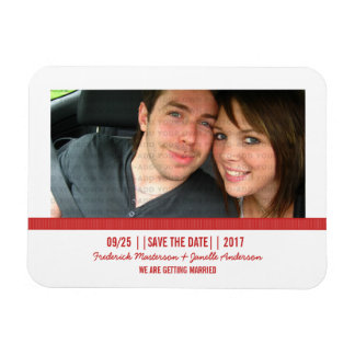 Magnet Flexible Red Modern Photo Enregistrer l'aimant Date