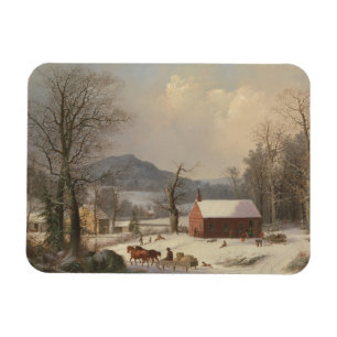 Magnet Flexible Red School House (Scène de campagne) 1858