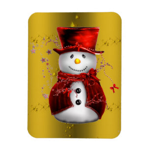 Magnet Flexible Red Snowmen en or