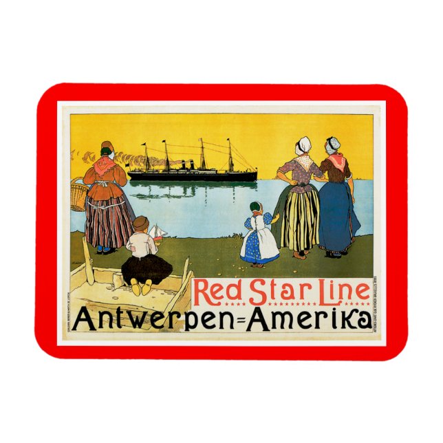 Magnet Flexible Red Star Line ~ Antwerpen-Amerika (Horizontal)