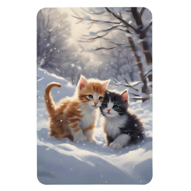 Magnet Flexible Réfrigérateur Orange Tabby Grey et White Cats (Vertical)