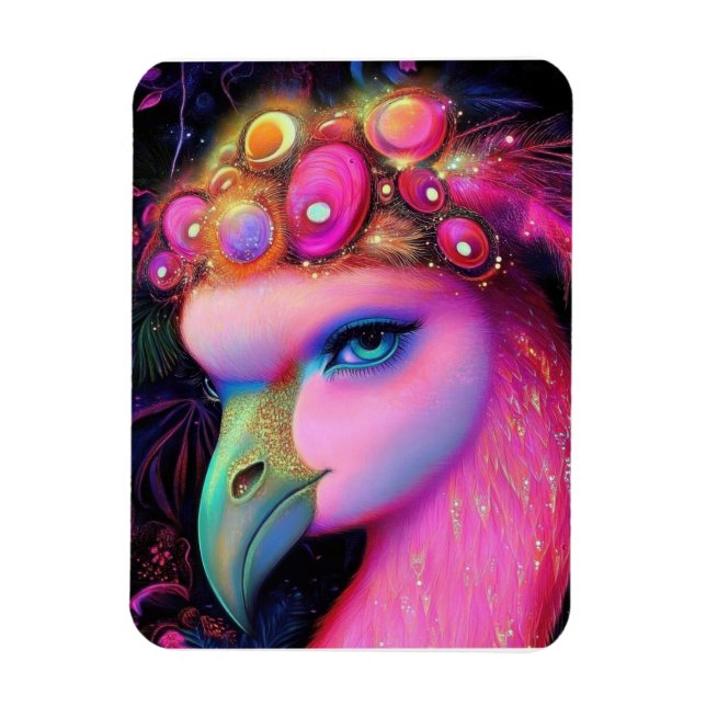 Magnet Flexible Reine du Flamant rose cosmique (Vertical)