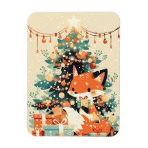 Renard avec sapin de Noël et cadeaux