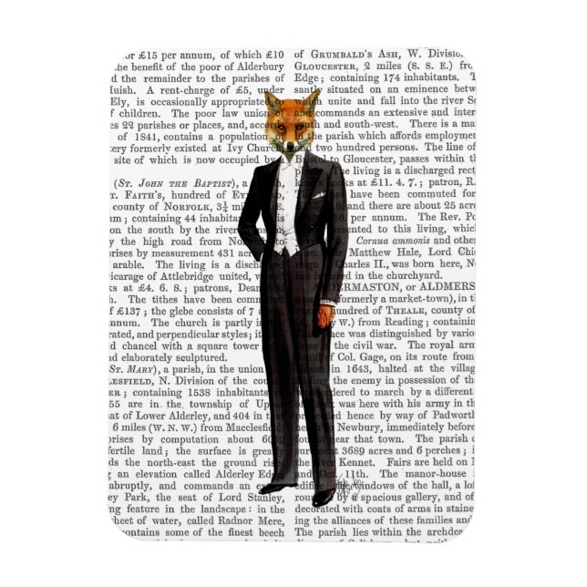 Magnet Flexible Renard En Costume De Soirée Complet (Vertical)
