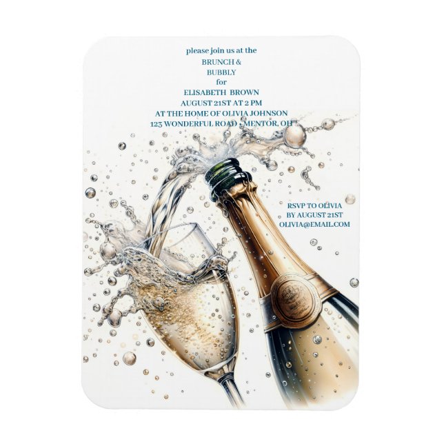 Magnet Flexible Repas de mariage avec bulles et brunch (Vertical)