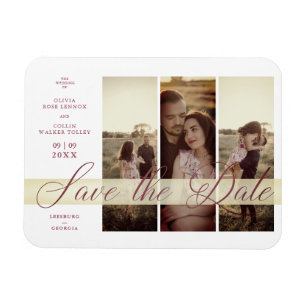 Magnet Flexible Reserva La Fecha Simple Élégant Script 3 Photos Co
