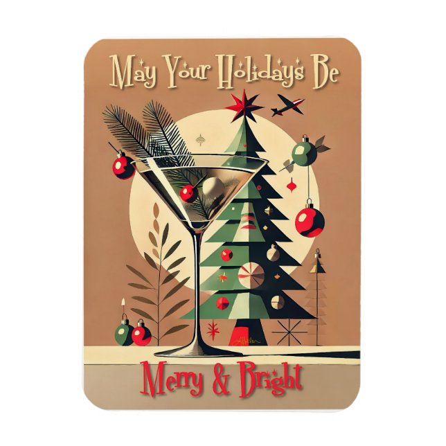 Magnet Flexible Retro 50s Jet Set Christmas Tree Martini (Vertical)