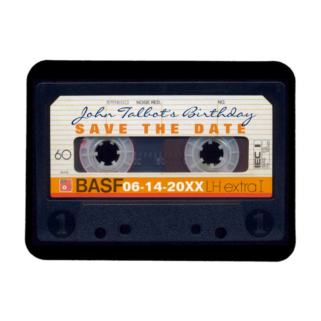 Magnet Flexible Retro Audiotape 60e anniversaire Enregistrer la da (Horizontal)