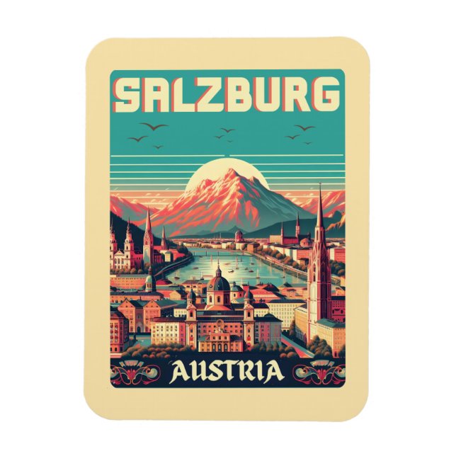 Magnet Flexible Retro Autriche capitale salzbourg skyline (Vertical)