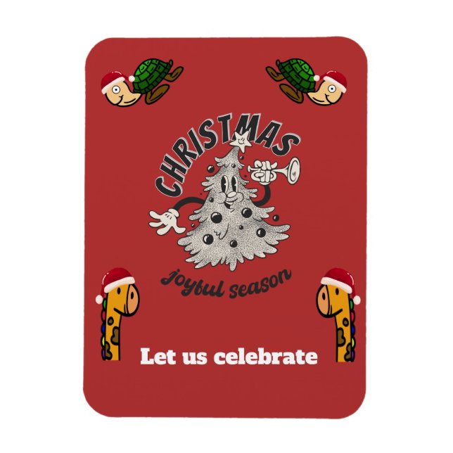 Magnet Flexible Retro Cartoon Noël Joyeuse saison (Vertical)