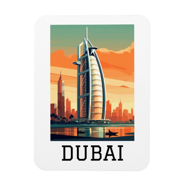 Magnet Flexible Retro Classic Travel Dubai UAE (Vertical)