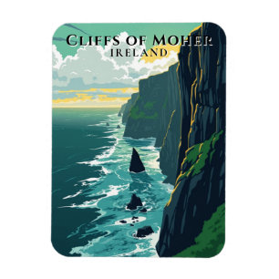 Magnet Flexible Retro Cliffs of Moher Irlande Paysage Voyage