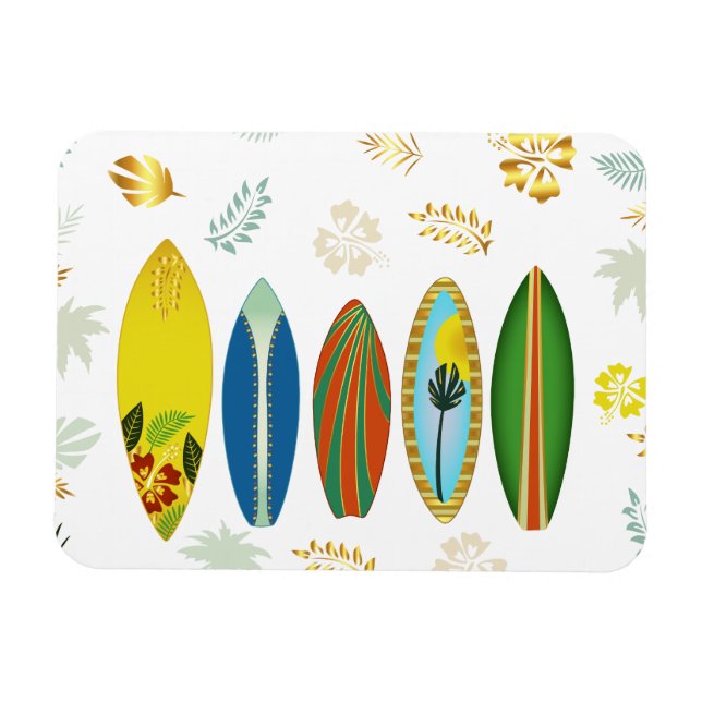 Magnet Flexible Retro Gold Tropical Coastal Surfboards (Horizontal)