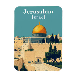 Magnet Flexible Retro Jérusalem Israël Voyage Souvenir