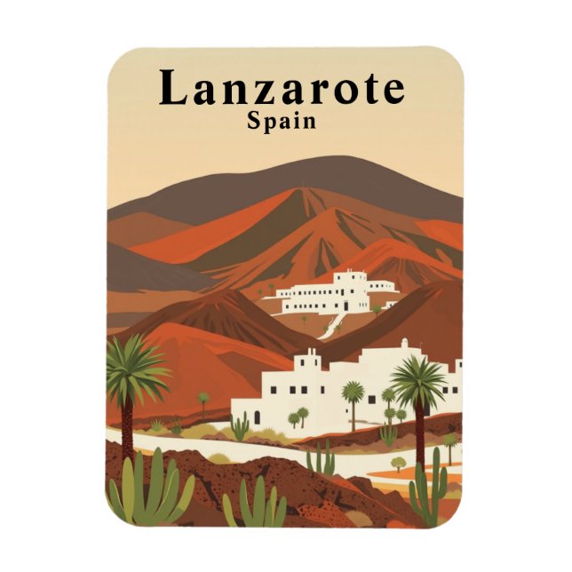 Magnet Flexible Rétro Lanzarote Espagne Voyage Souvenir (Vertical)