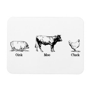 Magnet Flexible Retro Oink Moo Cluck Pig Cow poulet