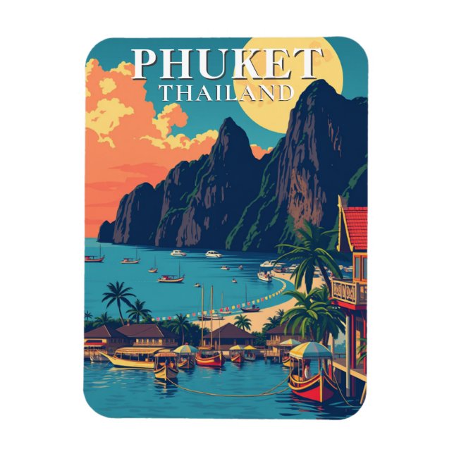 Magnet Flexible Retro Phuket Thaïlande Beach Travel (Vertical)