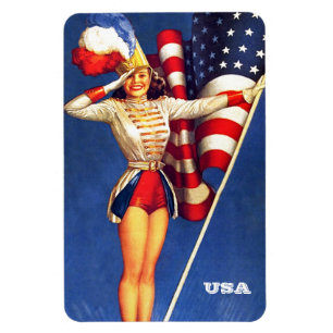 Magnet Flexible Retro Pin-Up Art USA Patriotic