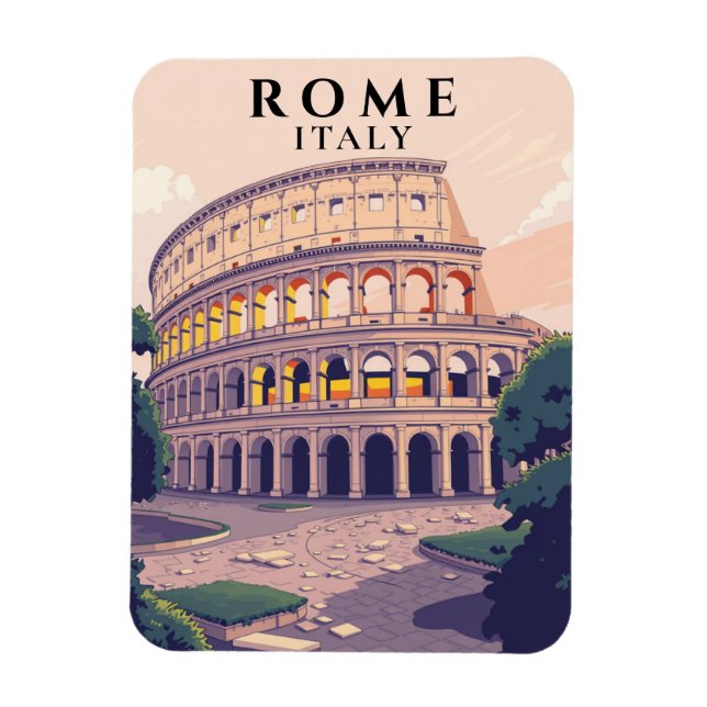 Magnet Flexible Retro Rome Colisée Art Souvenir Italie (Vertical)