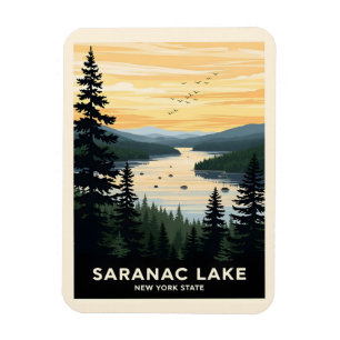 Magnet Flexible Rétro Saranac Lake Voyage dans l'État de New Yor