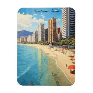 Magnet Flexible Rétro Vintage Benidorm Espagne Voyage Méditerranée