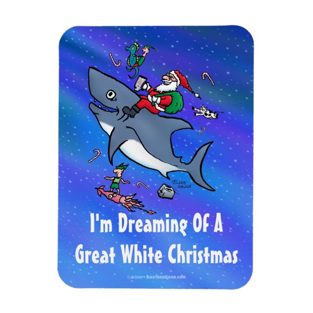 Magnet Flexible Rêver D'Un Grand Noël De Requin Blanc (Vertical)