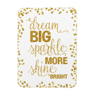 Magnet Flexible Rêvez grand éclat plus brillant or confetti