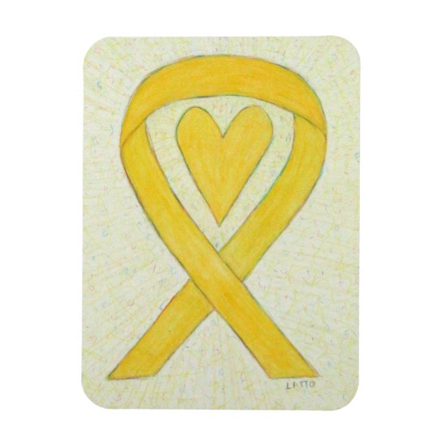 Magnet Flexible Ribbon de sensibilisation jaune Coeur sur mesure A (Vertical)