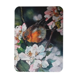 Magnet Flexible Robin aux fleurs de cerisier