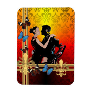 Magnet Flexible Romantic tango dancers on damask