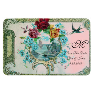 Magnet Flexible ROMANTİCA 3 MONOGRAM, Enregistrer La Date, Blanc