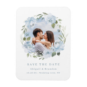 Magnet Flexible Romantique floral photo poussiéreux bleu enregistr