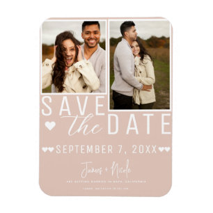 Magnet Flexible Rose beige moderne Enregistrer la date 2 Mariage p