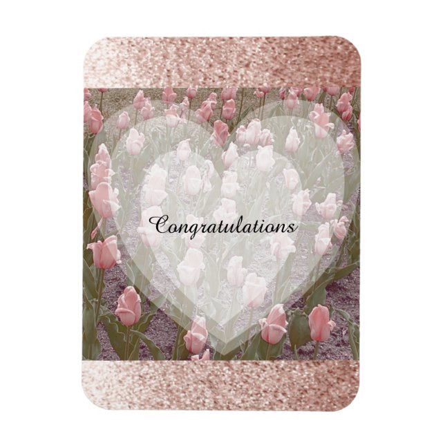 Magnet Flexible Rose Gold Faux Parties scintillant Félicitations (Vertical)