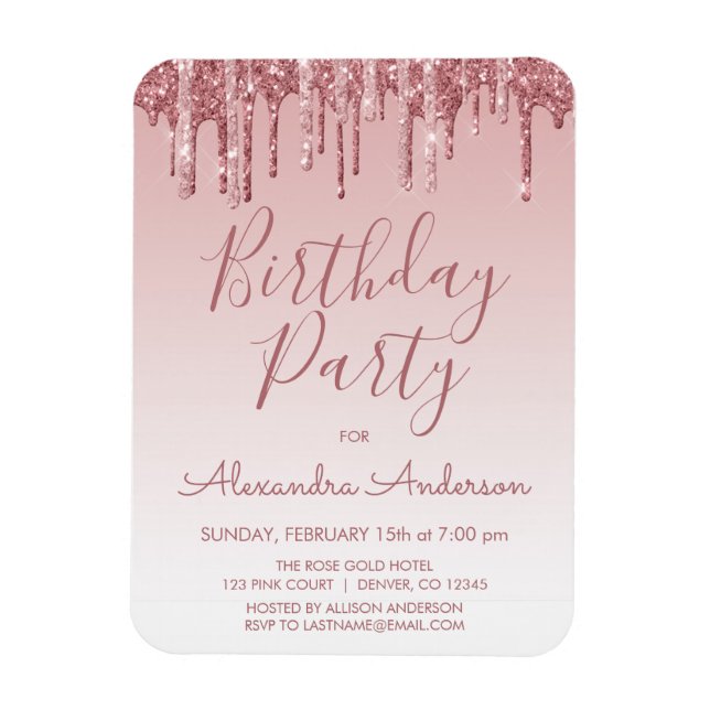 Magnet Flexible Rose Gold Sparkle Parties scintillant Tout âge Ann (Vertical)