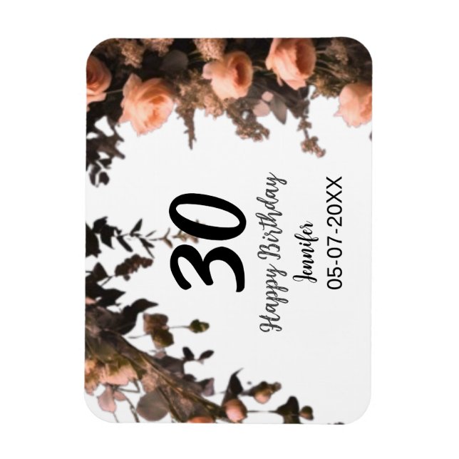 Magnet Flexible Rose rose fleur vintage moderne 30e anniversaire (Vertical)