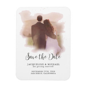 Magnet Flexible Rose Simple Élégant Script Moderne Aquarelle Photo