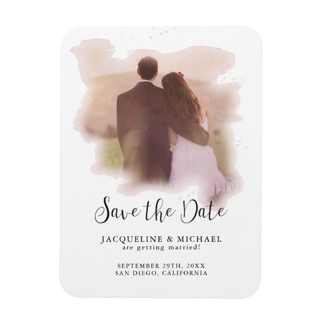 Magnet Flexible Rose Simple Élégant Script Moderne Aquarelle Photo (Vertical)