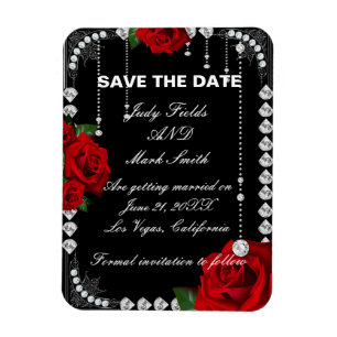 Magnet Flexible Roses Et Diamants Rouges Romantiques Sauvez La Dat