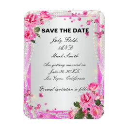 Magnet Flexible Roses Et Perles Roses Roses Sauvez L'Aimant Date