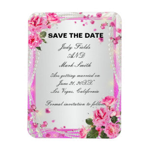 Magnet Flexible Roses Et Perles Roses Roses Sauvez L'Aimant Date