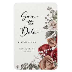 Magnet Flexible Roses romantiques & Eucalyptus Enregistrer la date