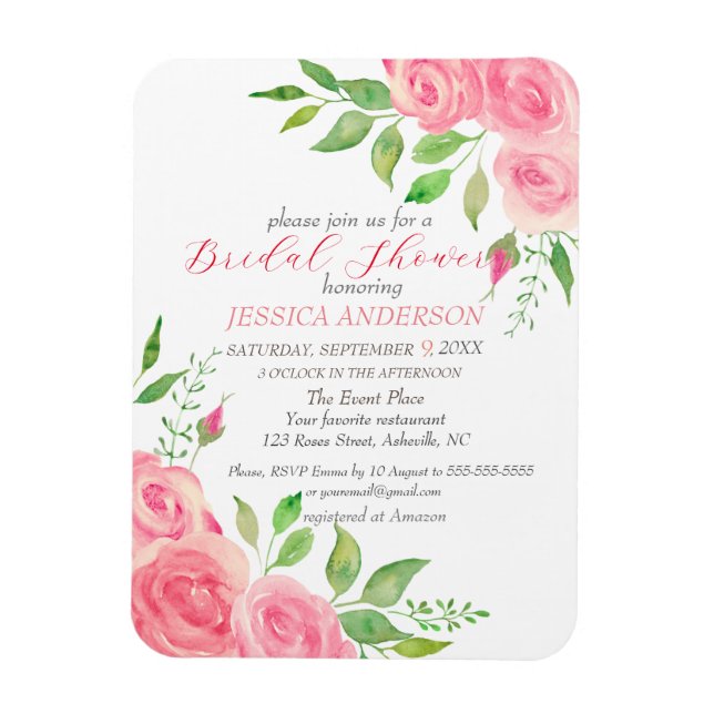 Magnet Flexible Roses roses rose Floral Bridal Show Invitation (Vertical)