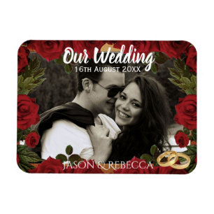 Magnet Flexible Roses rouges romantiques souvenir de mariage photo