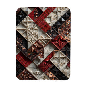 Magnet Flexible Rouge Noir Ivoire Micro Mosaïque 3D Géométrique