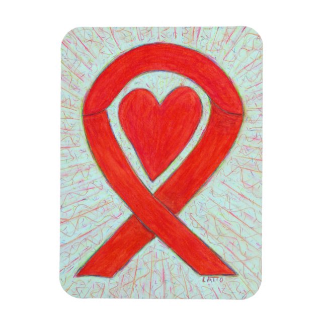 Magnet Flexible Rouge Sensibilisation Ruban Coeur sur mesure magné (Vertical)