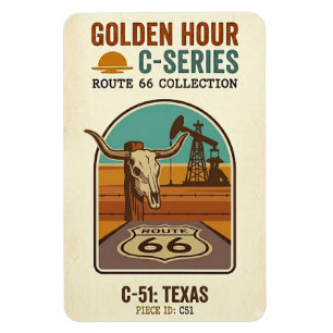 Magnet Flexible Route 66 de l'heure dorée Série C   Texas