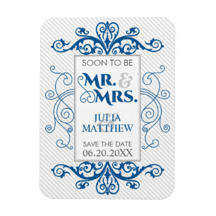Magnet Flexible Royal Blue Vintage Fils Enregistrer le Mariage de 