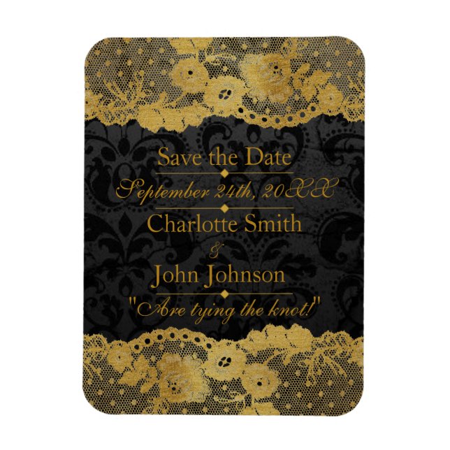 Magnet Flexible Royal Personnalisé Golden Black Lace Enregistrer l (Vertical)